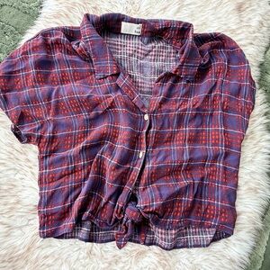 Wilfred Purple and Red Plaid Shirt